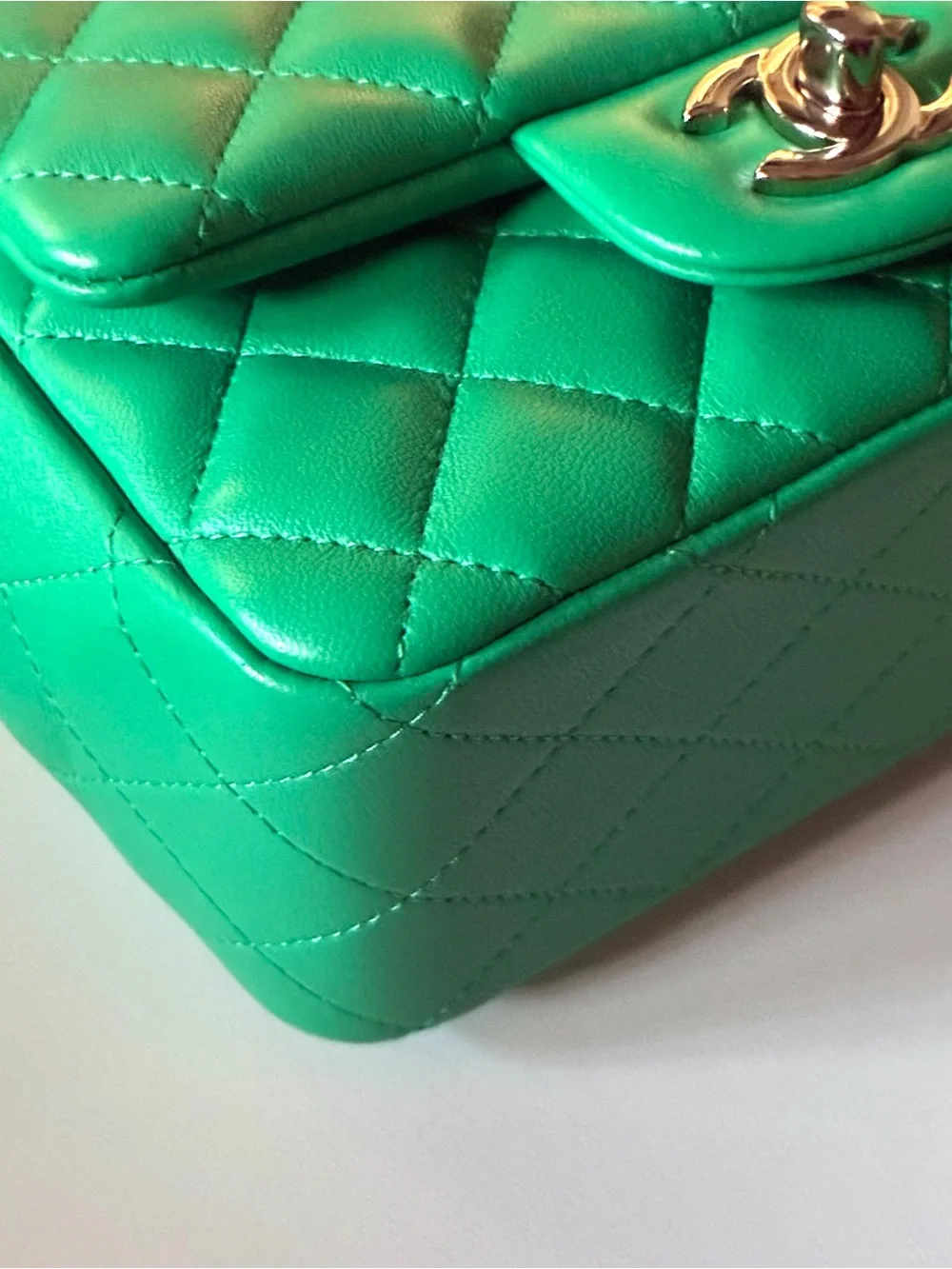 CHANEL Green Quilted Mini Flap Bag